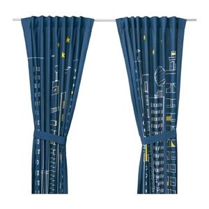 IKEA HEMMAHOS blue curtains